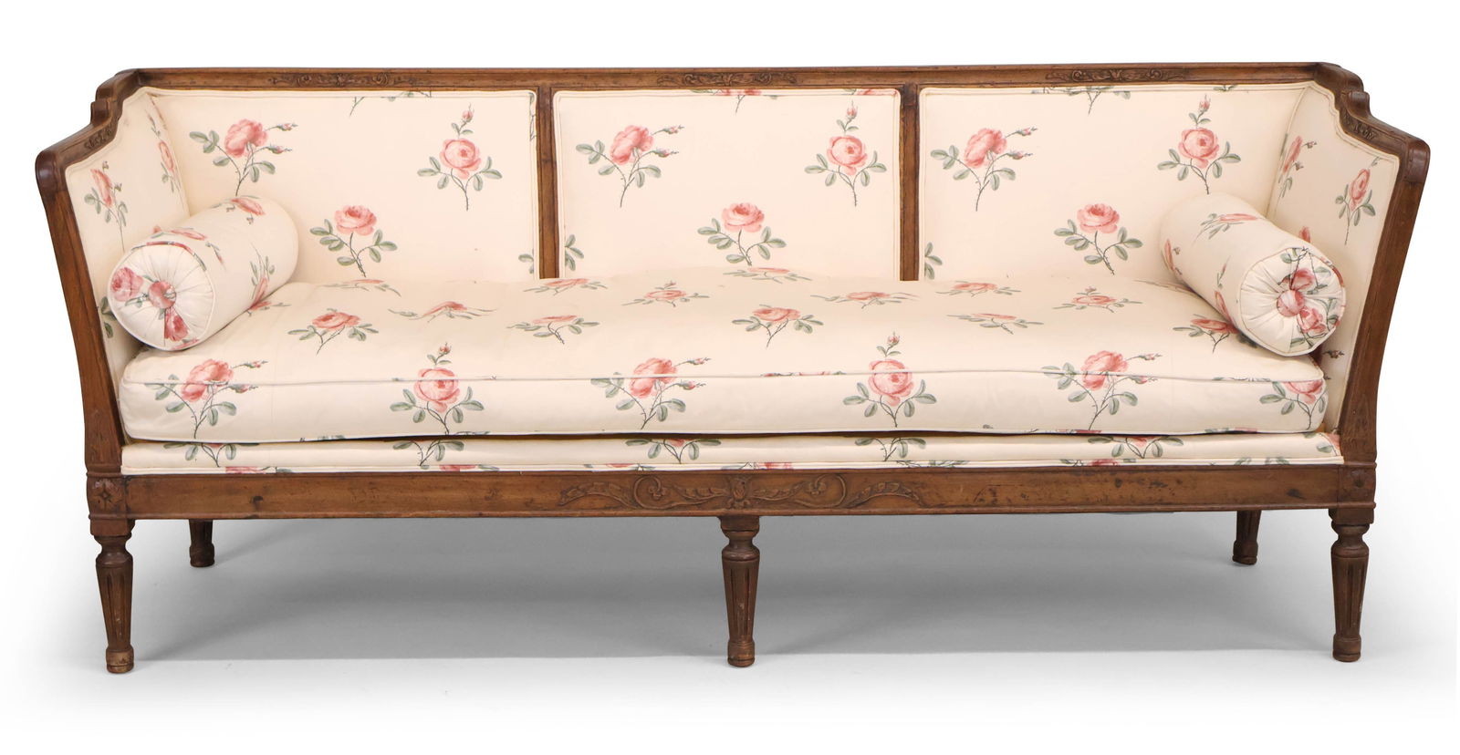Louis XVI Style Carved Walnut Settee (1 of 15)