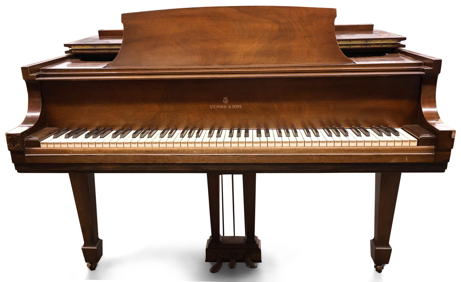 Steinway & Sons Model M Mahogany Baby Grand Piano: Steinway & Sons Model M Mahogany Baby Grand Piano37 1/2 x 56 x 65 1/2 in. (95.3 x 142.2 x 166.4 cm.)