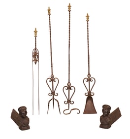 Pair of Figural Cast-Iron Firedogs