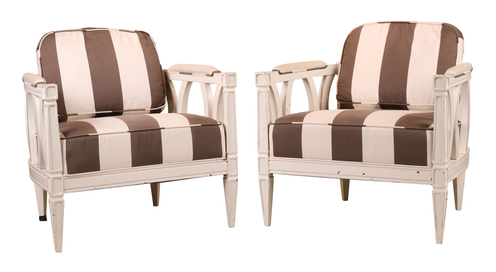 Pair of Modern White Painted Regency Style Armchairs (1 of 13)