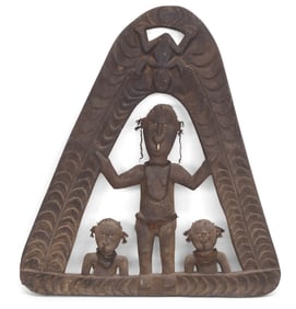 African Carved Wood Sculpture with Figures