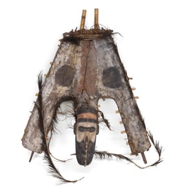 African Carved Wood Ceremonial Mask Sculpture