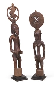 Pair of African Senufo Guardian Hardwood Statues