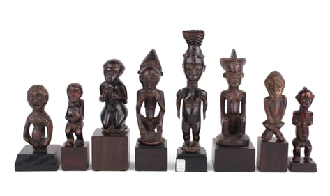 Eight African Carved Hardwood Statues
