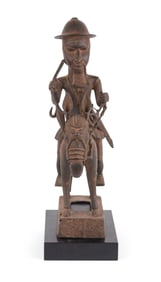 Benin Bronze Sculpture of Man on a Horse