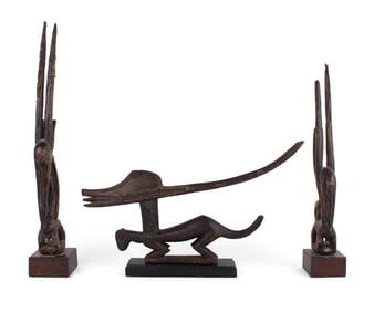 Three African Bambara Chi Wara Antelope Headdresses