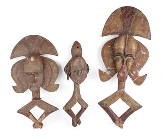 Three African Mahongwe Kota Reliquary Figures