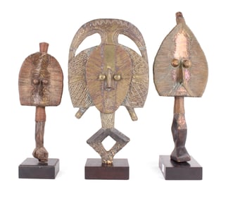 Three African Mahongwe Kota Reliquary Figures