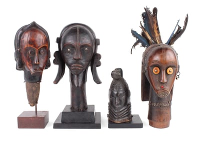 Four African Carved Wood Busts
