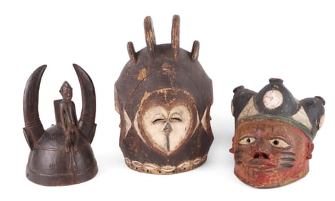 Three African Carved Wood Tribal Masks