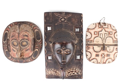 Three African Carved Wood Tribal Masks