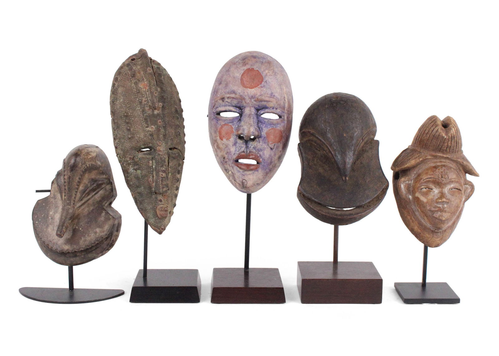 Five Small African Carved Wood Tribal Masks (1 of 7)