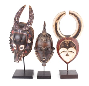 Three African Carved Wood Tribal Masks