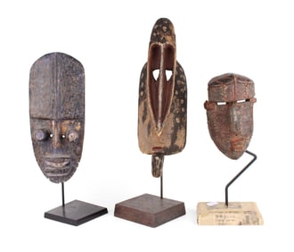 Three African Carved Wood Tribal Masks