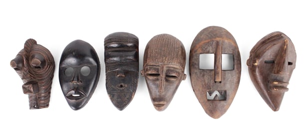 Six African Carved Wood Tribal Masks