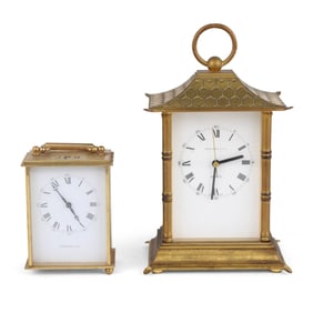 Two Tiffany & Co. Brass Carriage Clocks