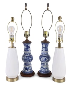 Pair of Chinese Blue and White Porcelain Table Lams