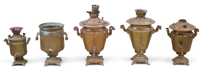 Five Brass Samovars
