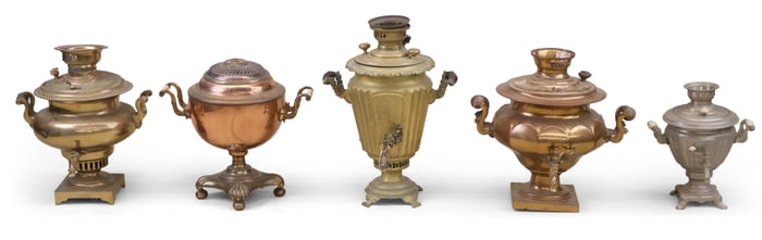 Five Metal Samovars