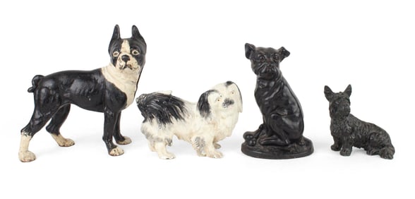 Four Painted and Cast-Iron Dog-Form Doorstops