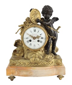 Louis XVI Ormolu and Patinated Bronze Mantel Clock