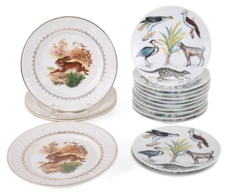 Twelve Claude Beyer "Earthly Paradise" Limoges Dessert Plates