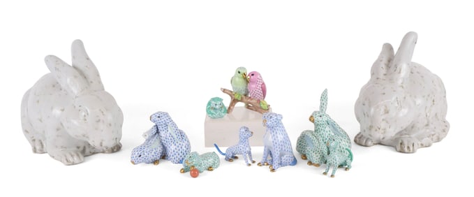 Eight Herend Animal Figures