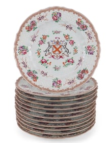 Twelve Samson Armorial Porcelain Plates