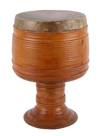 Vintage Persian Turned Wood and Goat Skin Tombak