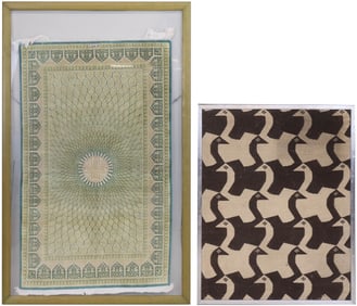 Framed Persian Qom Silk Prayer Mat