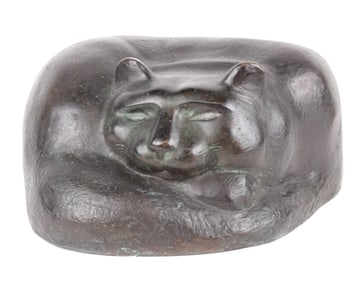 William Zorach, 1887-1966, Sleeping Cat, Bronze