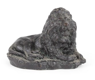 H.I Haas, Recumbent Lion, Cast Bronze