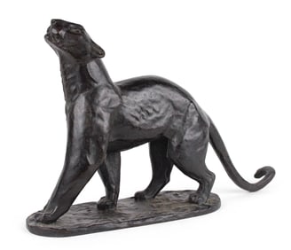 Georges Gayot, French 1885-1972, Panthere Humant (Panther Sniffing), 1921, Bronze