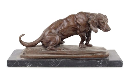 After Antoine Barye, 1795-1875, Basset Hound, Bronze