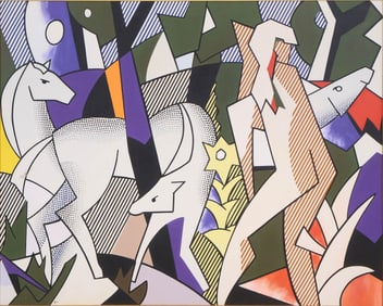 After Roy Lichtenstein, 1923-1997, Forest Scene, Print on Canvas