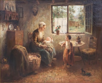Cornelis Wouter Bouter, 1888-1966, Family Scene, Oil on Canvas