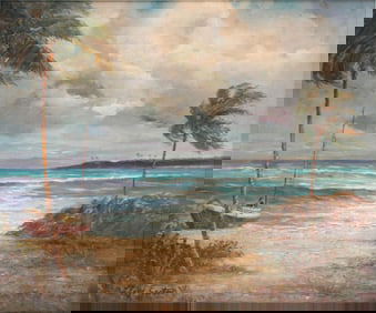 In the Manner of Lloyd Sexton Jr., 1912-1990, Tropical Landscape, Oil on Canvas