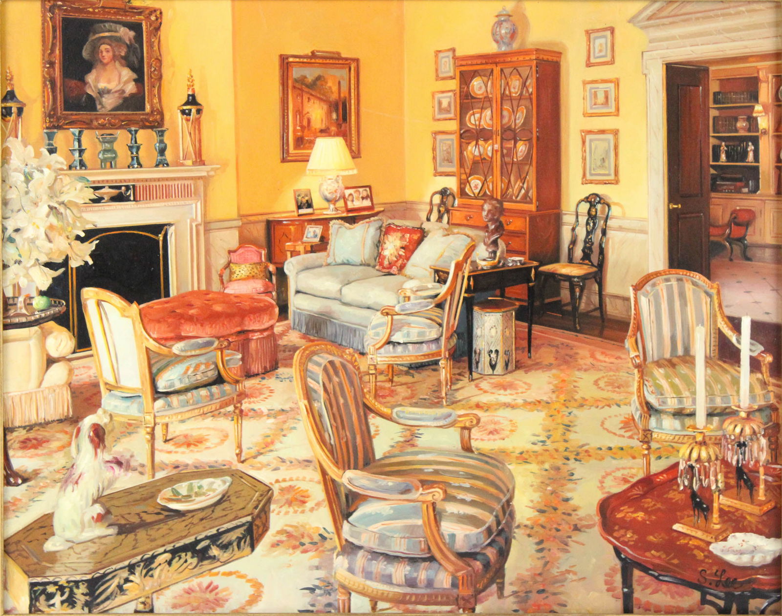 S. H. Lee, 1944-, Living Room Interior, Oil on Board (1 of 8)
