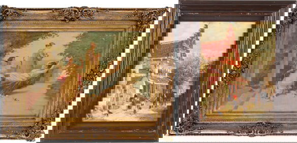 R. Zimmerman, European Village Scene, Oil on Canvas