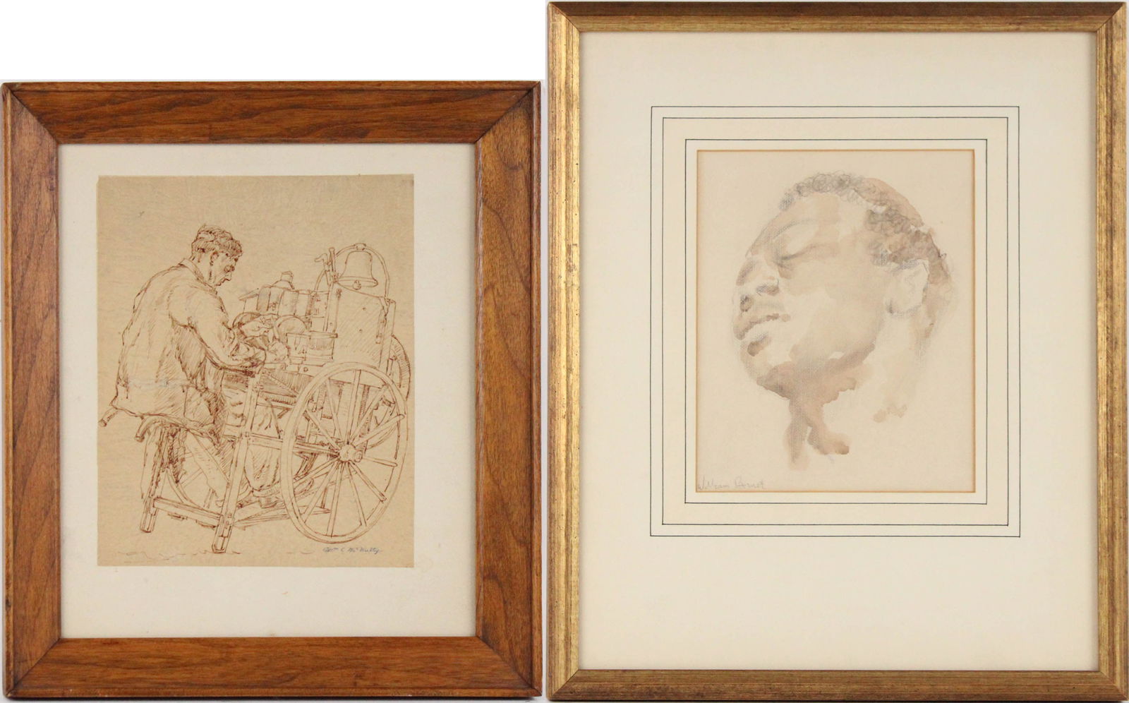 William Charles McNulty, 1884-1963, Man with Pushcart, Ink on Paper (1 of 11)