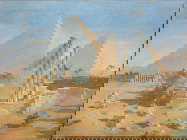 James Francis Danby, 1816-1875, Pyramids of Giza, Oil on Canvas