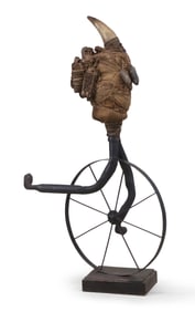Joseph Kurhajec, 1938-, Figure on Unicycle, Found Objects and Metal