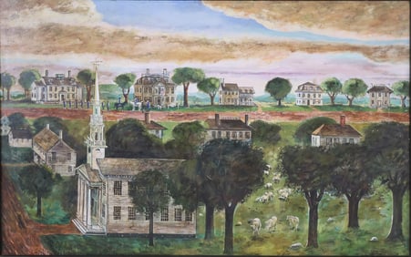 Colonial Village, Oil on Masonite