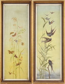 Sparrows and Butterflies, Oil on Canvas