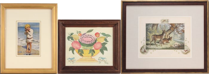 Fallow Deer, Hand Colored Engraving