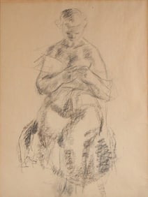 Portrait of Seated Woman, Charcoal on Paper