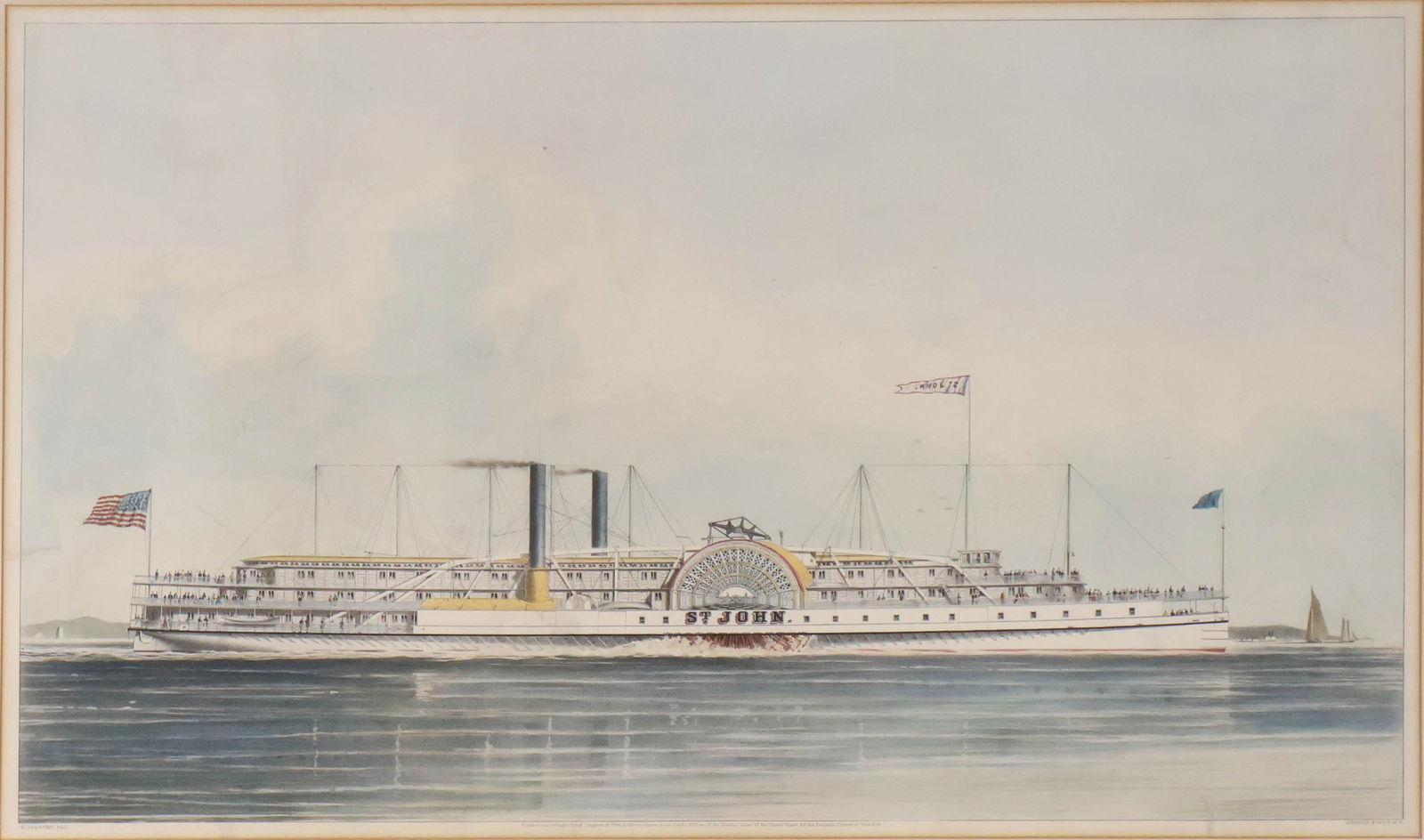 Currier and Ives, Hudson River Steamer, St John, Color Lithograph (1 of 15)