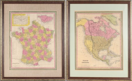 Map of France and North America, Engravings