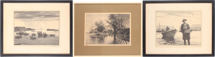 Gordon Hope Grant, 1875-1962, Rain Squall and Any Lobsters Today, Etching