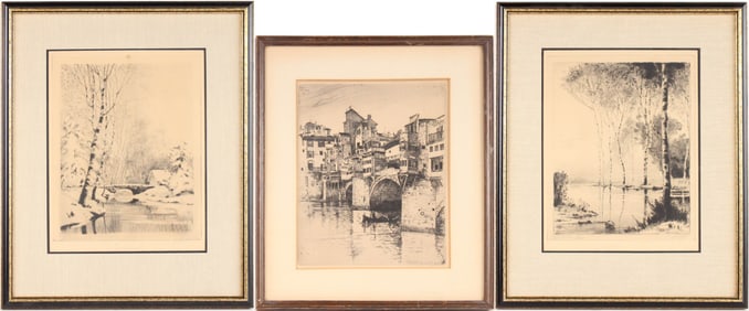 Anthony Thieme, 1888-1954, First Snow and Birches, Etchings